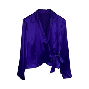 Spenser Jeremy Blouse Women’s Size 8 US Purple‎ 100% Silk Vintage Wrap Style
